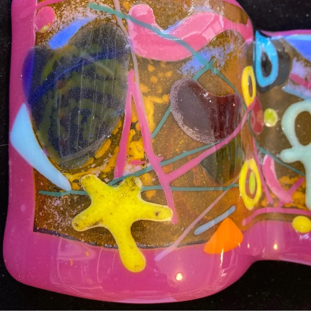 Mermaids Heart”Handmade Fused Art Glass Wave Original  10” X 4.5”Freestanding - Picture 11 of 12